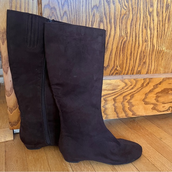 chocolate brown suede knee high Zip boots a2 aerosoles Peter Pan Wmn US 8 - Picture 5 of 16